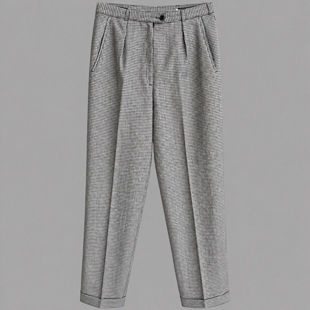 Vtg Giorgio Sant'Angelo 100% Merino Wool Houndstooth Pants Size 14 Plaid Trouser
